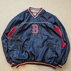 Boston Red Sox Reversible V-Neck Windbreaker - Glen Plaid / Navy Blue - L/XL